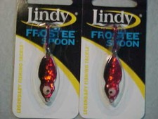 2 NEW Lindy FROSTEE SPOONS MADE IN USA COLLECTIBLE FISHING JIGS 1/4 GLOW RED ice
