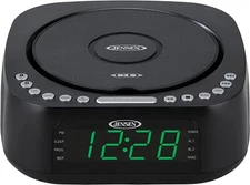 Jensen JCR-375 BLK Green LED CD/MP3 Clock Radio USB charge (Black)- New