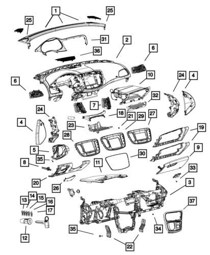 Bisel interruptor panel instrumentos Chrysler 200 genuino Mopar 2015-2017 68245030AA Foto 4 de 4