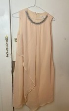 Women's Summer Midi Dress Size 4 in Salmon Color, Sheer Top Layered