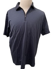 Hart Schaffner  Marx Polo Shirt 1/4 Zip Neck Mens Large Blue 100 Cotton Jersey