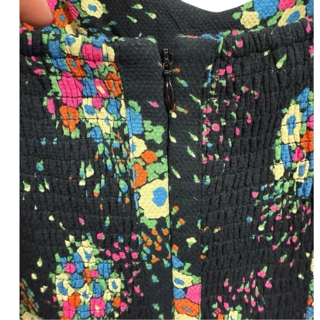 VALENTINO Anthropologie Scarletta Sweetheart Mini Abito Nero Floreale 2