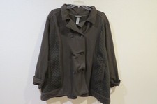 Catherines 5x Coat Olive Button Up Long Sleeve Jacket 3/4 Length