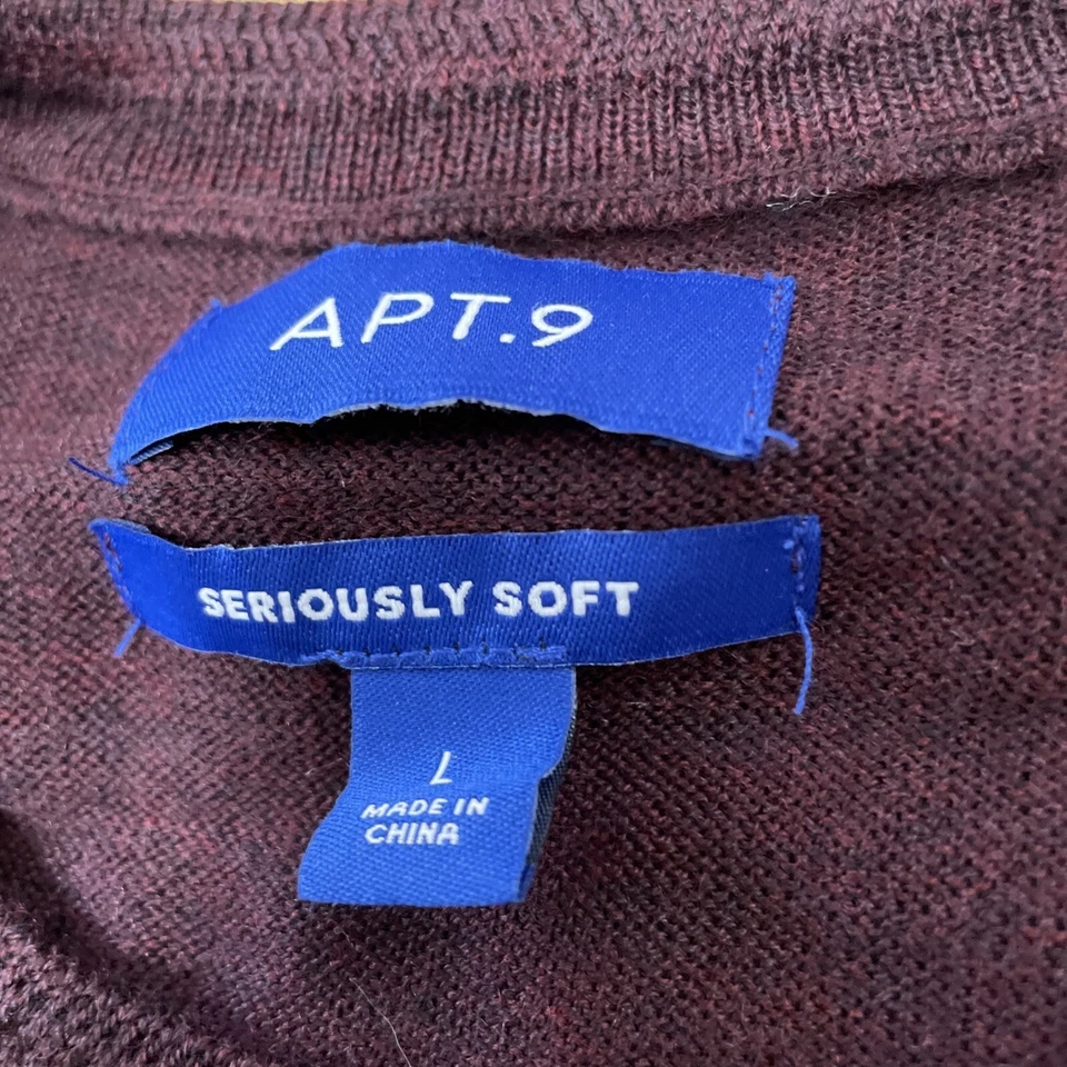 APT. 9 Merino Wool Sweater Men L Colorblock Red Gray Soft Preppy Pullover 42" - Image 4 of 4