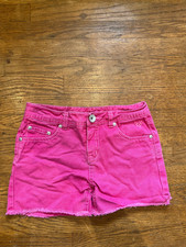 Justice Girls Neon Pink Cutoff Shorts Summer Jean Shorts Size 14 Slim