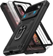 for Google Pixel 6 Case with 2 Screen Protector, Military Class with 360-Black