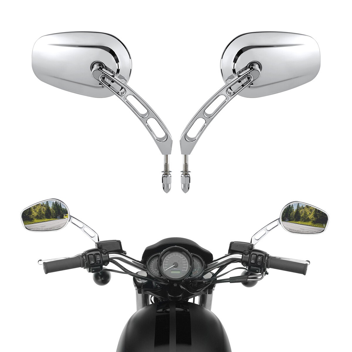 New motorcycles Chrome 8mm Rear View Mirrors Fits For 1982-2024 Harley Softai