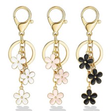 3Pcs Cute Keychain for , Flower Enamel Keychains Charms,Sweet Aesthetic Keych...