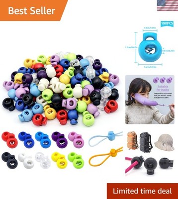 100 Pcs Colorful Spring Cord Locks - Easy Adjustable Toggle Stoppers for Crafts