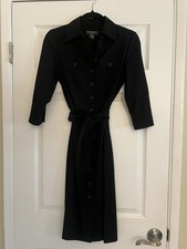 Banana Republic Black Womens Belted  Button Shirt Dress Size 2 Stretchy Office