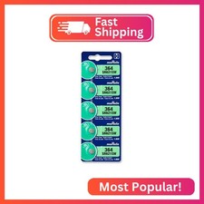 Murata 364 Battery SR621SW 1.55V Silver Oxide Watch Button Cell 5 Batteries