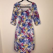 Old Navy White Floral Midi Dress Scoop Neck Short Sleeve Women's Size Medium