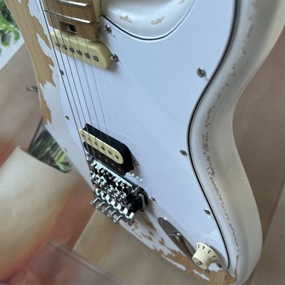 Custom Shop ST Ruins White Electric Guitar Floyd Rose US Shipping