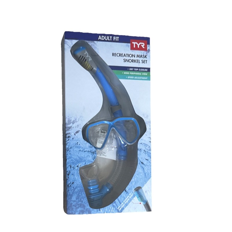 TYR Recreation Mask and Snorkel Set Adult Fit Snorkeling Gear Swimming Equipment