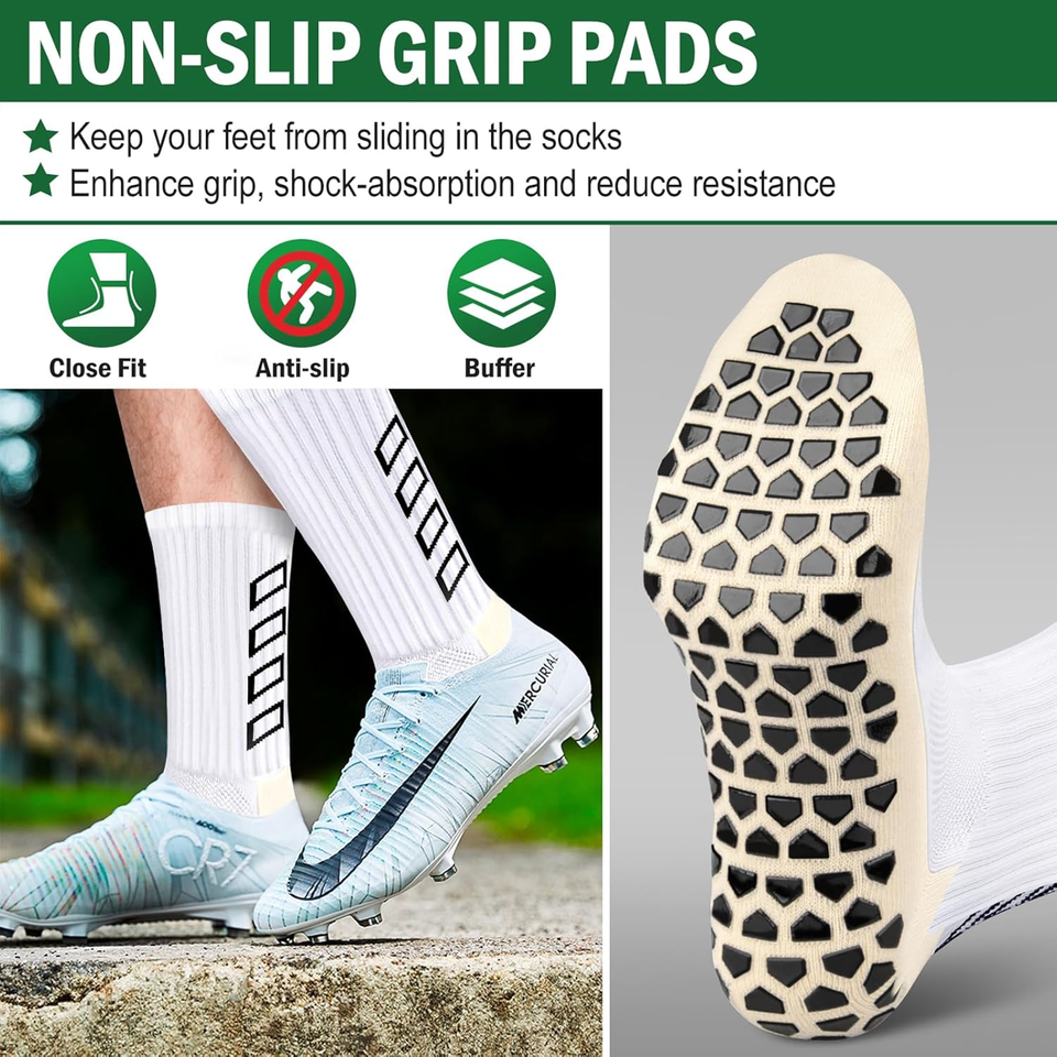Calze Antiscivolo Per Calcio - 2 Paia, Uomo Taglie 37-45, Con Grip In Silicone, Traspiranti - Foto 8