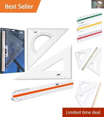 Shatterproof Triangular Ruler Set   Ideal for Architects: 12 Inch Scale Included