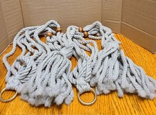 Lot of 2, 3 ft matching macrame Plant Hangers with wooden beads, gray color