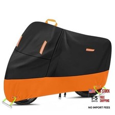 Heavy Duty Motorcycle Cover 300D Oxford XXL 86" x 37" x 50" Black  Orange 1