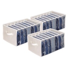 Jean Organizers for Closet Wardrobe Clothes Organizer, Beige, 3 Pack