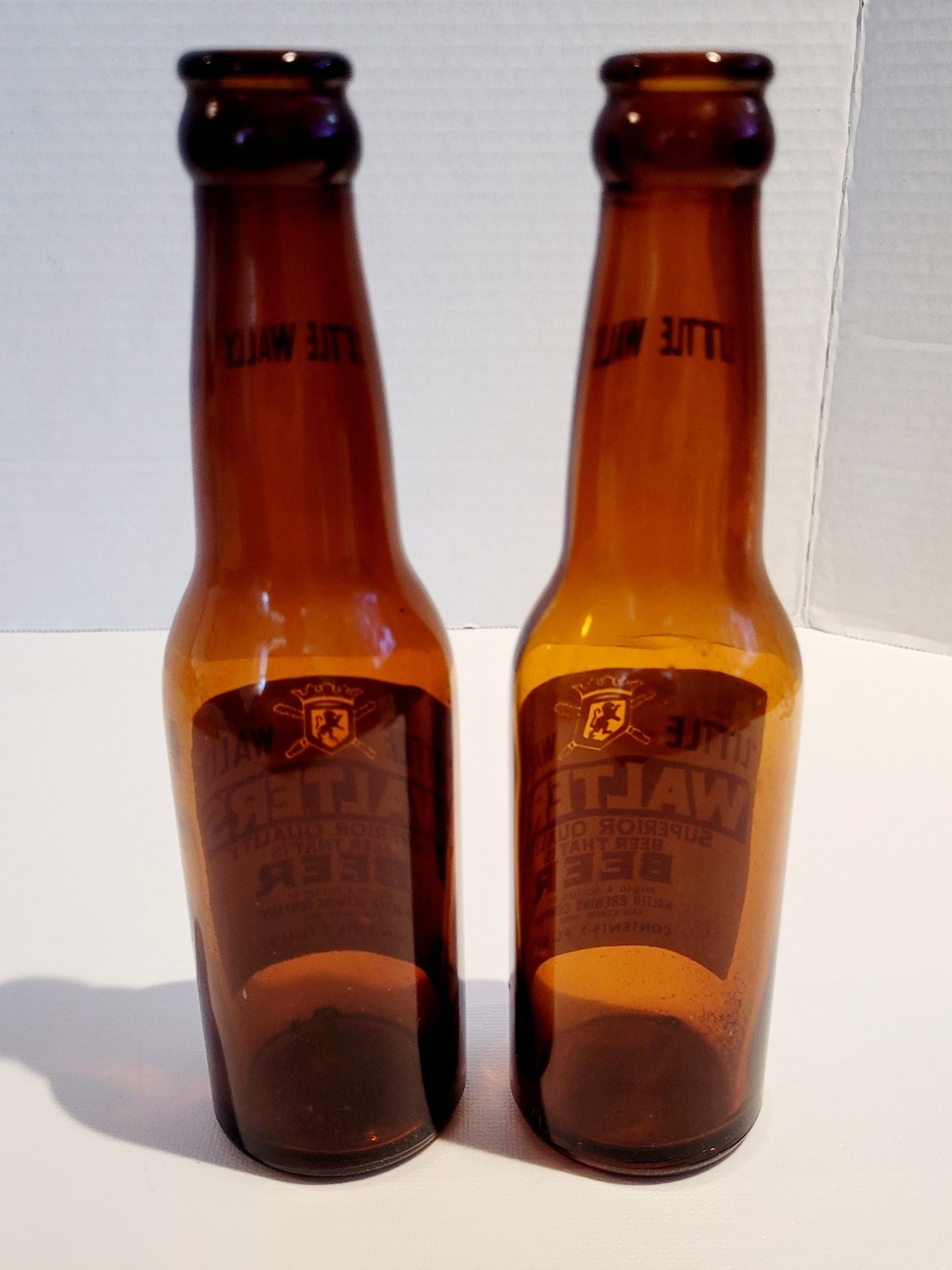 (2) VTG "LITTLE WALLY" 7 OZ BEER BOTTLES FROM WALTER BREWING CO, EAU CLAIRE WI