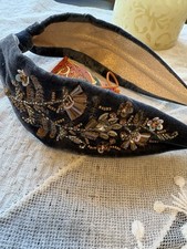 Knotted Beaded Velvet Headband from Paris