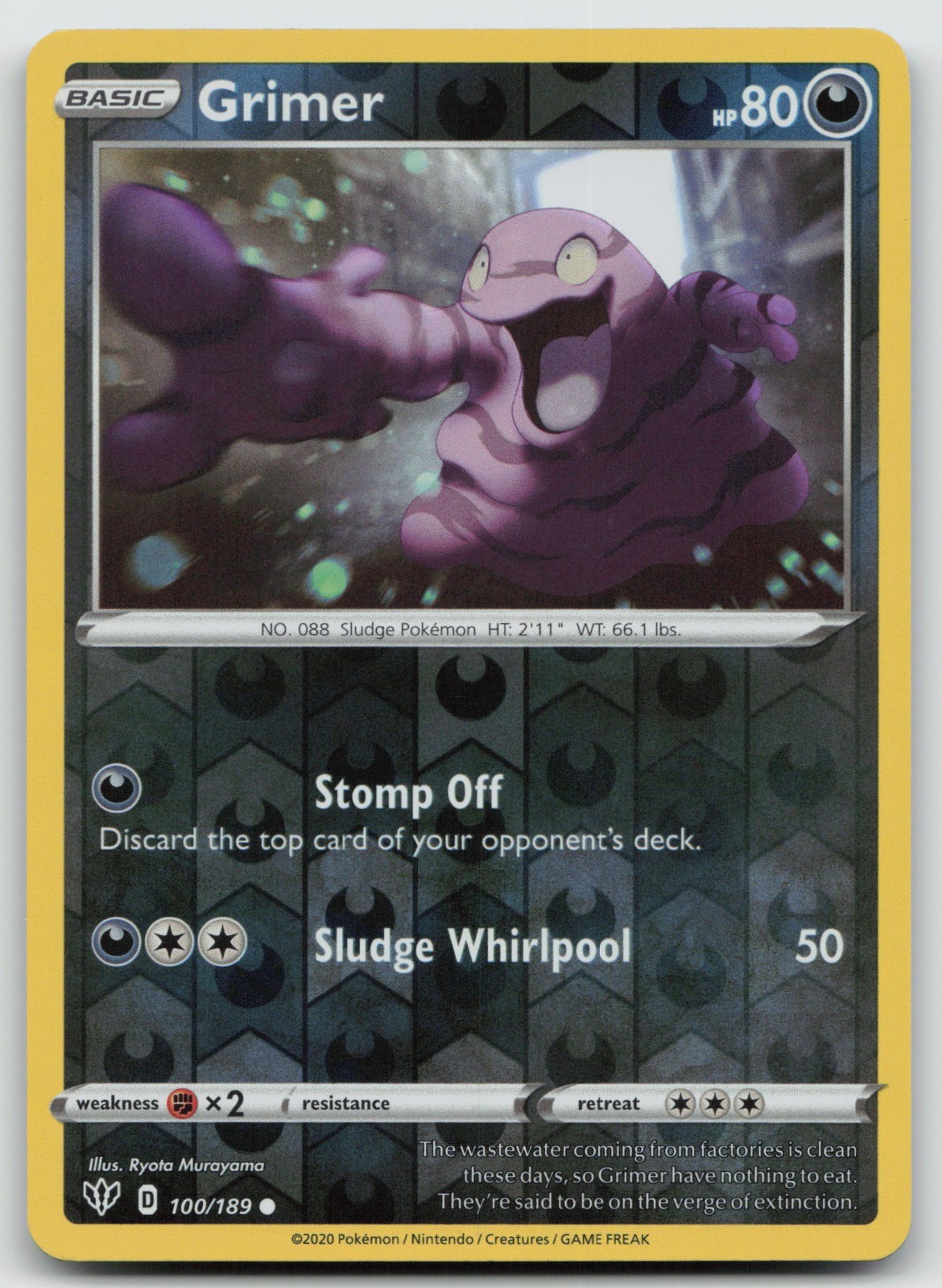 Grimer Reverse Holo Common SWSH03: Darkness Ablaze 100/189 NM