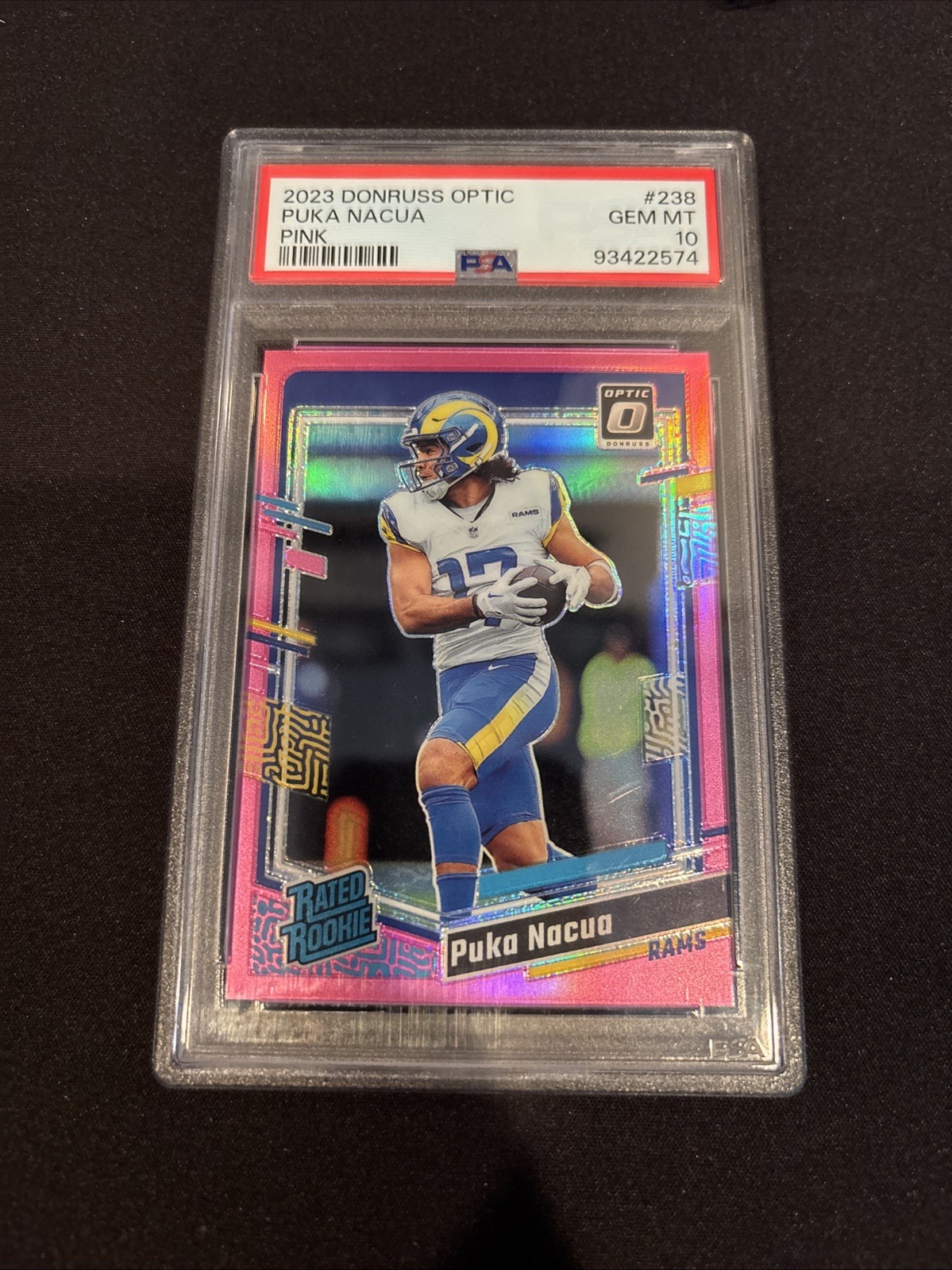 2023 Panini Donruss Optic Pink Rated Rookie Puka Nacua #238 PSA 10 Rams