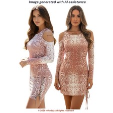 NWT Guess XS ombré iconic pink snakeskin print cold shoulder dress   $79 retail
