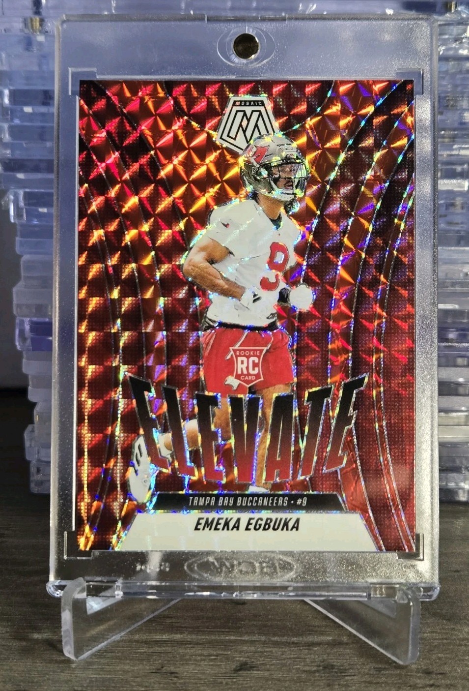 2025 Panini Mosaic Football Elevate #2 Emeka Egbuka Mosaic Red Prizm RC