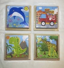 4 NEW Six-Sided 3D Wooden Puzzle Building Blocks Educational Toy Kids. 4 Puzzles