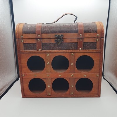 Vintage Holz Weinregal Truhe tragbare Aufbewahrung Flaschenhalter guter Zustand