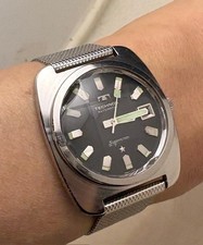 Orologio Technos Super Cron Automatico Vetro Tagliato Vintage Orologio Raro Oro