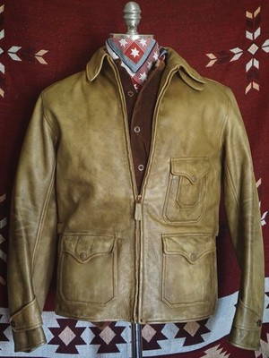 RRL Double RL Sun Faded Leather Field Jacket Vintage Style Zip Up Size M
