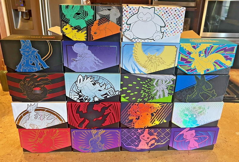 Lot Of 18 Pokemon ETBs OPENED Elite Trainer Box All but the packs energy +promos