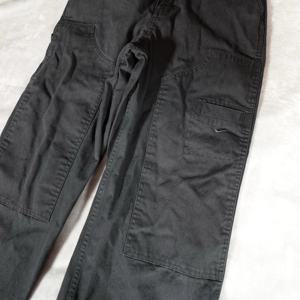 Nike Double Knee Canvas Carpenter Pants Youth Boys L 22” Wide Leg Faded Black - Image 2 of 4