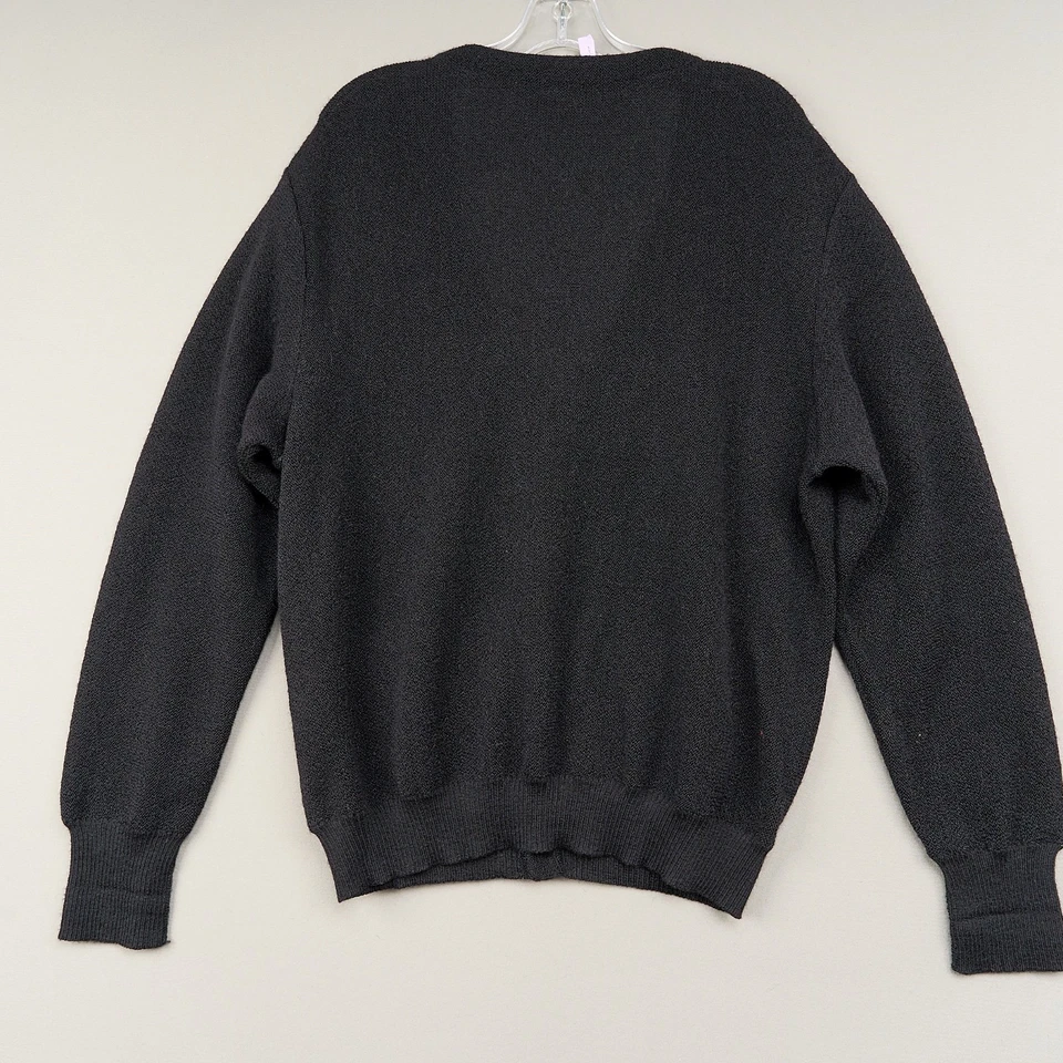 Peruvian Connection Alpaca Cardigan Sweater Men L Black V-Neck Pockets - Image 3 of 4