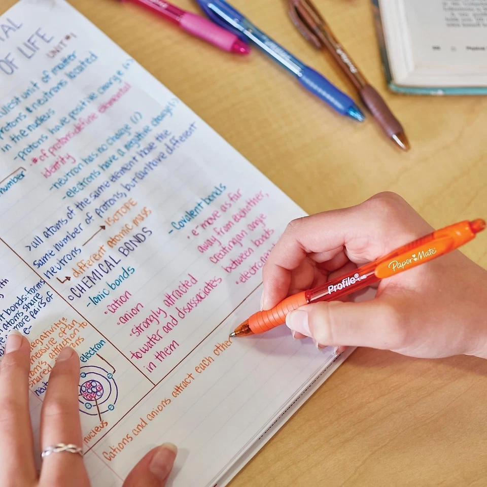 Bolígrafos retráctiles Paper Mate Profile, punta negrita (1,4 mm) azul 12 unidades Foto 4 de 4