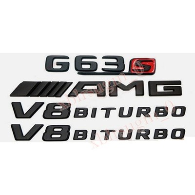 Für Mercedes Benz G63S AMG V8 BITURBO Schriftzug Embleme Aufkleber Schwarz Matt