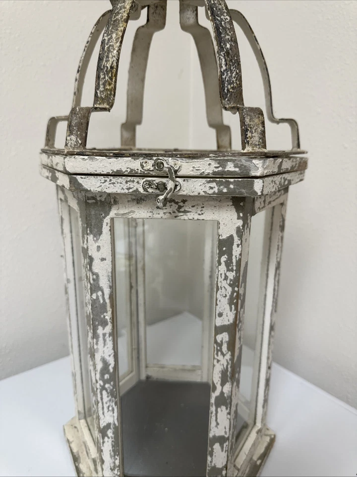 Rustic Wood Lantern - Weathered Gray Decor, Vintage Farmhouse Style - Image 3 of 4