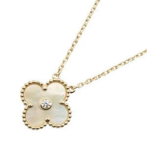 Van Cleef & Arpels Vintage Alhambra Necklace 18KYG Gold Yellow MOP Diamond