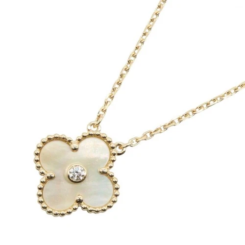 Van Cleef & Arpels Vintage Alhambra Necklace 18KYG Gold Yellow MOP Diamond