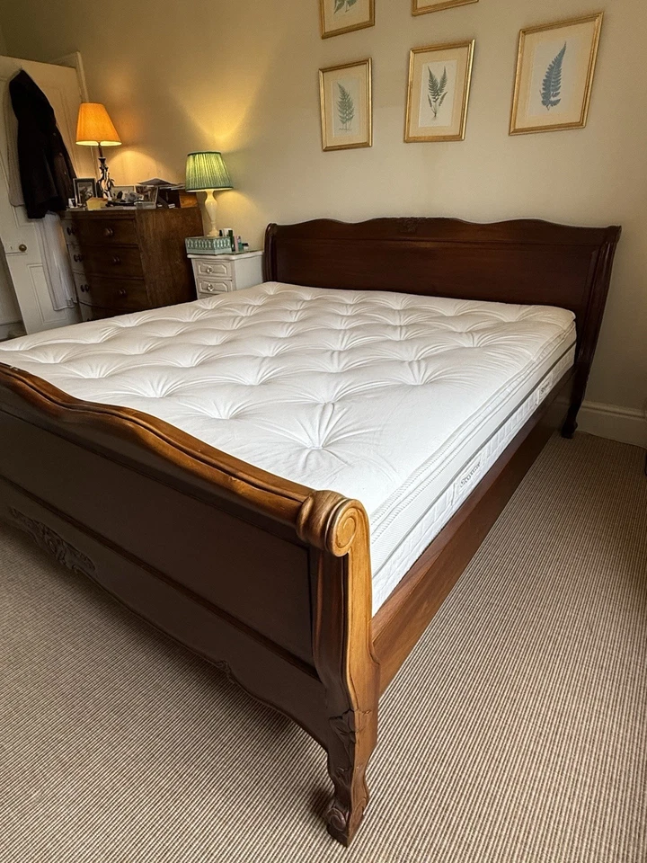 Wooden Sleigh Bed Super King - Image 2 of 4