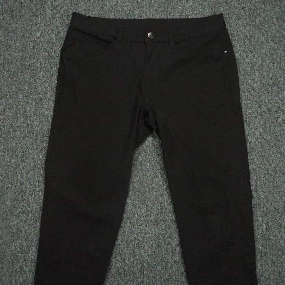 Pantalones Lululemon Hombre 33x30 Negro ABC Calce Ajustado 5 Bolsillos Pantalón Warpstreme Foto 2 de 4