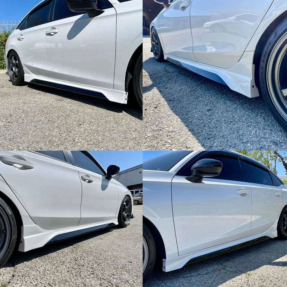 For Honda Civic 11th Gen 2022-25 Yofer White Pearl & Black Side Skirt Extensions - Image 4 of 4