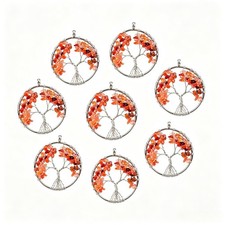 12pcs Natural Red Agate Stone Tree of Life Pendants Money Tree 50mm Wholesale