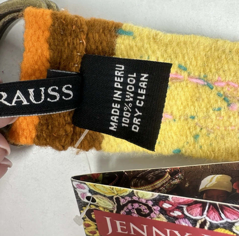 Cinturón de Lana Jenny Krauss Colorido Bordado Hecho a Mano Perú M Geométrico Foto 3 de 4