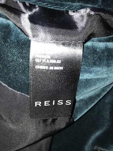 REISS - Mens Slim Fit DARK TEAL GREEN VELVET TUXEDO JACKET - 38 Reg - GORGEOUS - Picture 8 of 8
