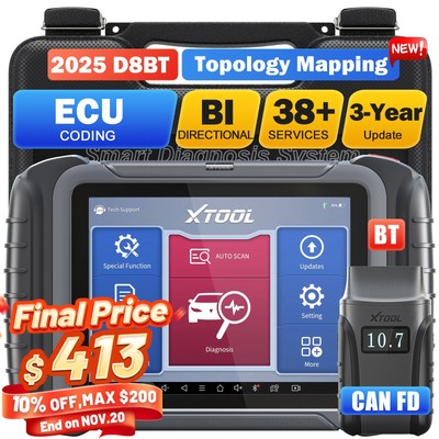 XTOOL D8 BT Car Diagnostic Tool Topology Full System OBD2 Scanner 38+ Services