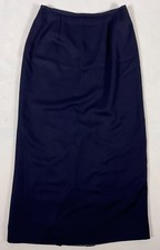 Ralph Lauren Wool Maxi Skirt Womens 8 Navy Blue Lined Vintage USA Made Classic