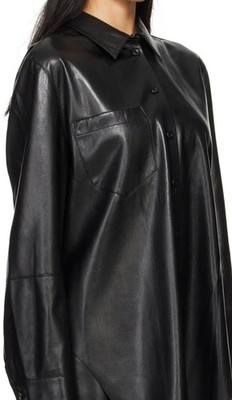 Nanushka Ileka OKOBER Black Alt-Leather Shirt | Size M | UVP 465£ | Vegan